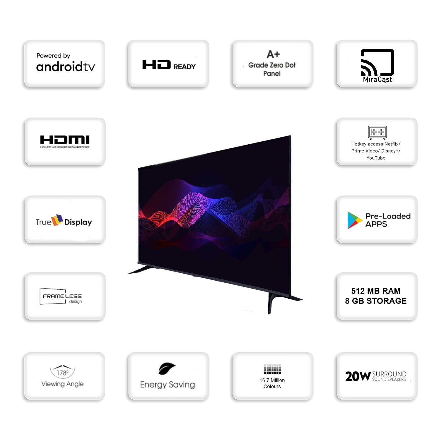 Cine Gold 60 cm (24 inches) Android Smart LED TV 512MB/8GB