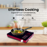 Cine Gold 2200W Multifunction Infra Cooktop: Modern Cooking Convenience with Toughened Glass Touch Panel Display - Compatible with All Utensils, 1-Year Warranty Included (Red)