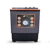 Cine Gold 7.2 Kg 5 Star Quick Air Dry Semi-Automatic Top Loading Washing Machine Black & Orange Toughened Glass Top with Rat Away Feature