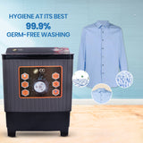 Cine Gold 8 Kg 5 Star Quick Air Dry Semi-Automatic Top Loading Washing Machine Grey Multicolor Flower Toughened Glass Top with Rat Away Feature