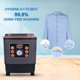 Cine Gold 8 Kg 5 Star Quick Air Dry Semi-Automatic Top Loading Washing Machine Purple Flower Toughened Glass Top with Rat Away Feature