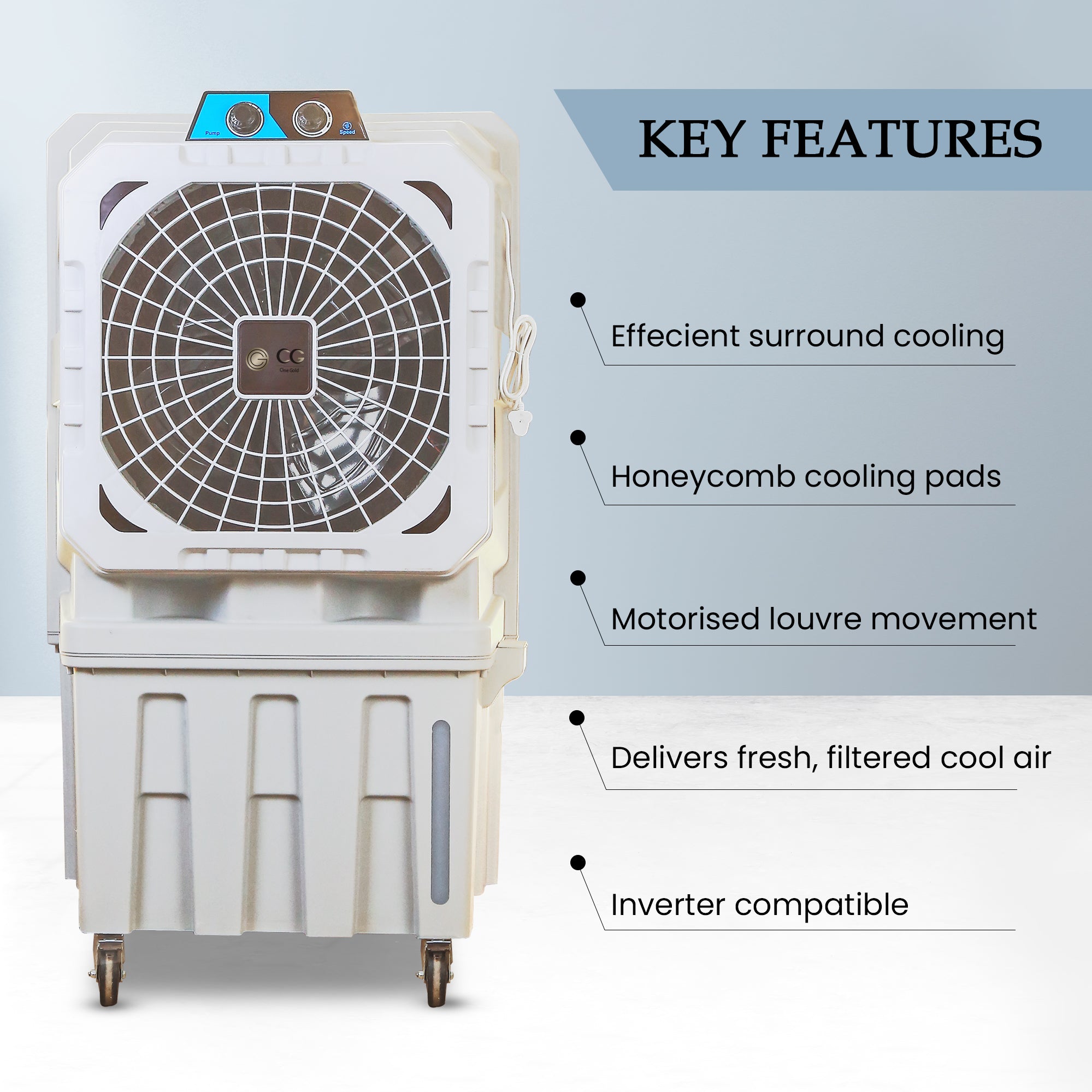 Cine Gold Legender 150 LTR Heavy Duty Desert Air Cooler For Home/Office With Honeycomb Cooling & Auto Swing Technology, Powerful Air Throw & 3-Speed Control Dark Grey