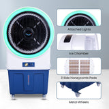 Cine Gold Oreo Ambient Light 80 LTRS  Heavy Duty Tower Air Cooler For Home/Office With Honeycomb Cooling & Auto Swing Technology, Powerful Air Throw & 3-Speed Control With Ice Top Chamber White & Navy Blue